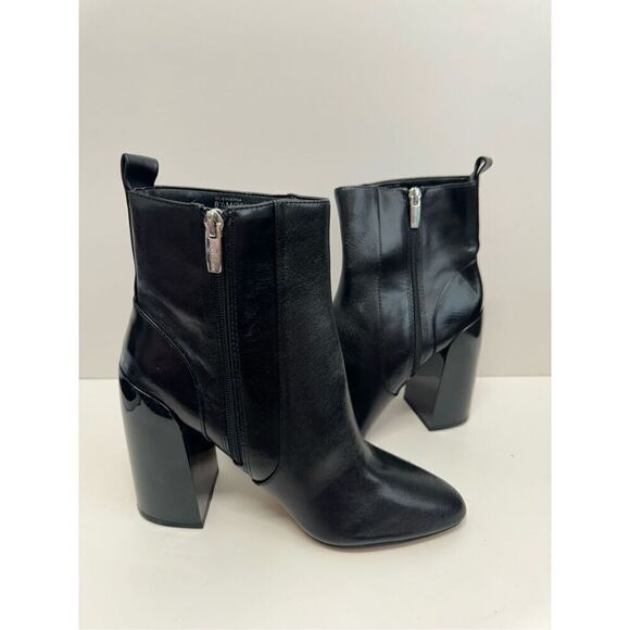 Vince Camuto Boots Womens Size 8.5 Everna Black Leather Block Heel Booties - Picture 6 of 11